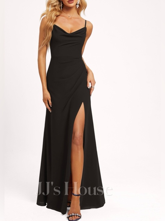 JJs House Dresses & Skirts - JJ’s House Gurdayia Black A-line Cowl Chiffon Dress #288318, Bust 33”Waist 27.5”